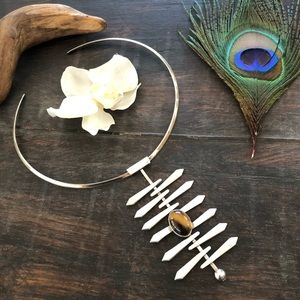 Mcm Sterling tigers eye modernist choker